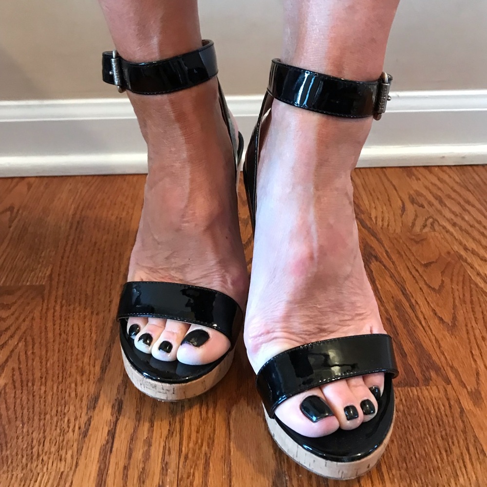 Michael Kors Black Patent Leather w/ Cork Heel